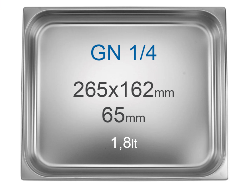 Cuba Gastronorm GN 1/4 Inox 1.8L, Alt. 65mm