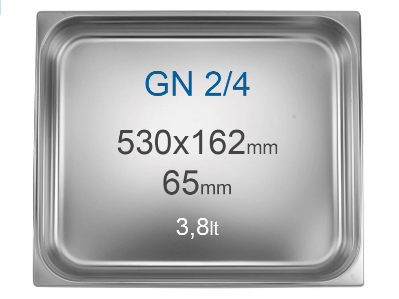 Cuba Gastronorm GN 2/4 em Aço Inoxidável 3.8L