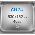 Cuba Gastronorm Inox GN 2/4 sem Pegas, 2L, Altura 40mm