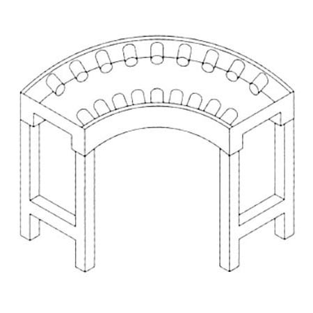 Curva de Roletes Inox 90º com Pia 107x107x88 cm