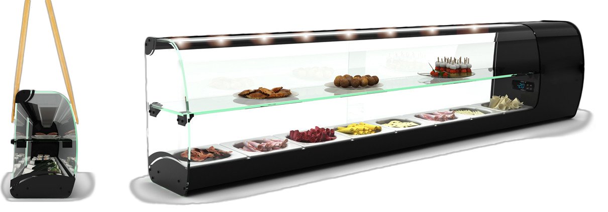 Vitrine Refrigerada Expositora LED 1430mm Vidro Temperado