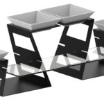 Expositor para 4 Pratos em Aço Pintado Preto
