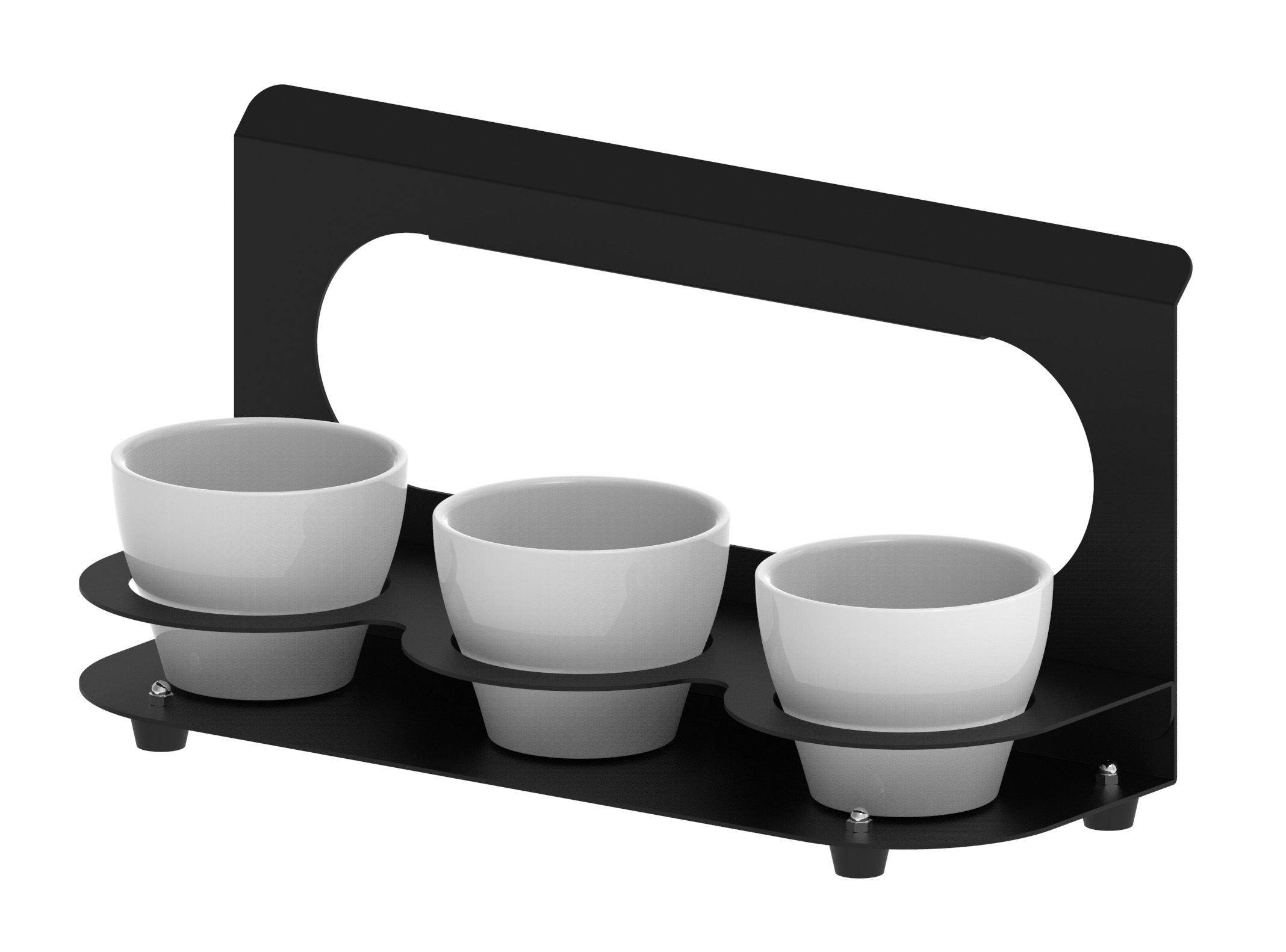 Expositor para Ramequins Porcelana Preto 3 Lugares