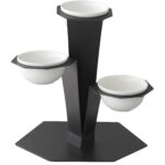 Expositor para 3 Tigelas de Porcelana - Preto