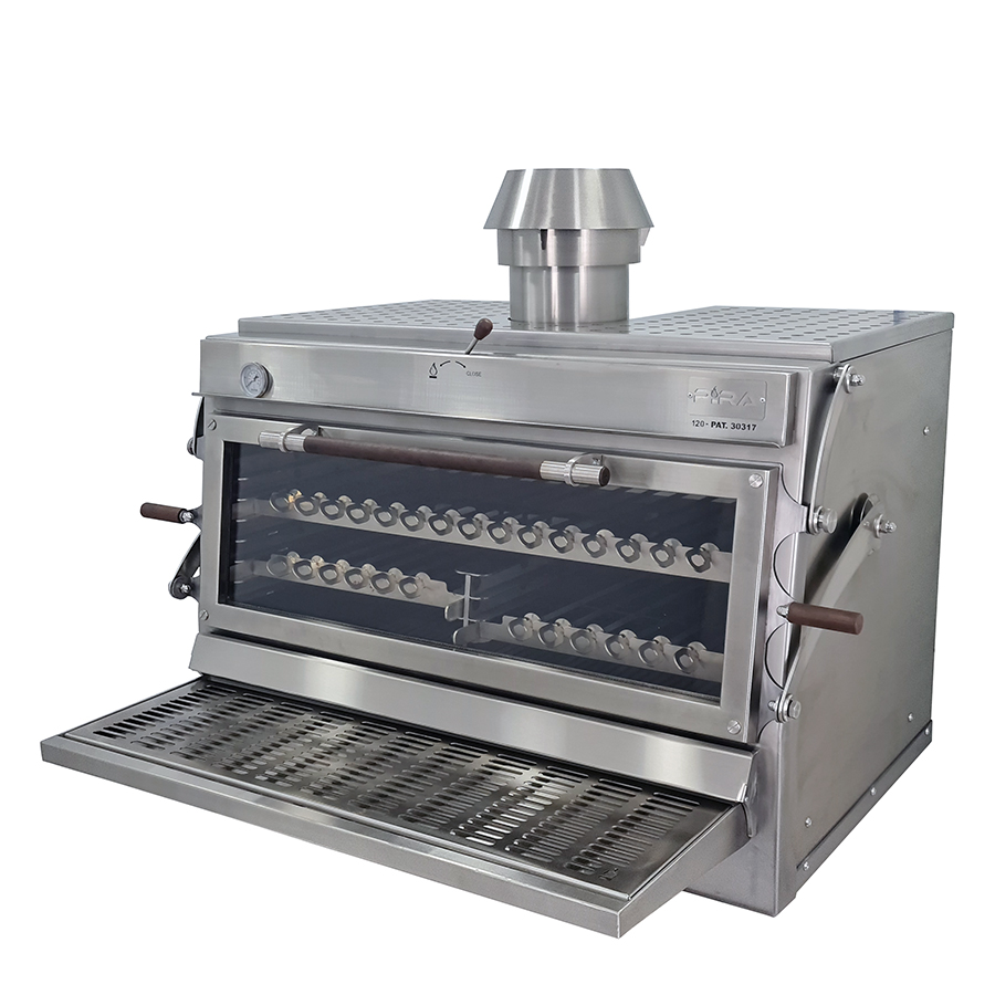 Forno a Carvão Inox 150 kg/h com Porta Elevável