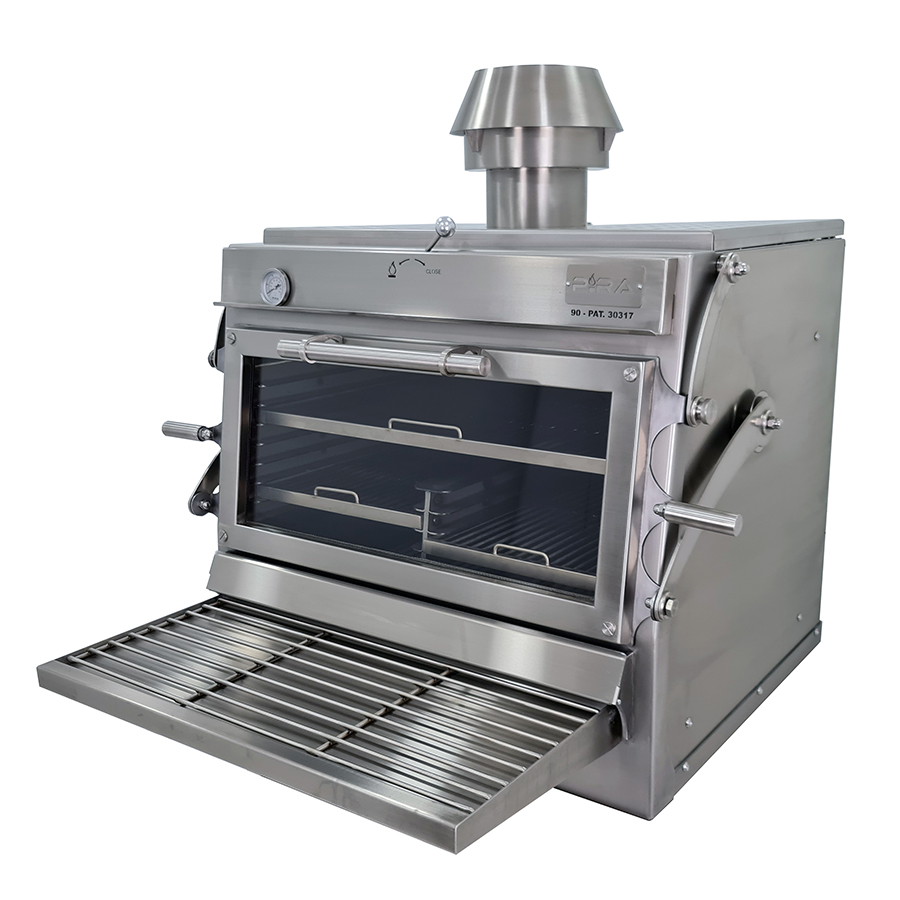 Forno a Carvão com Porta de Vidro Elevável 113x118 cm