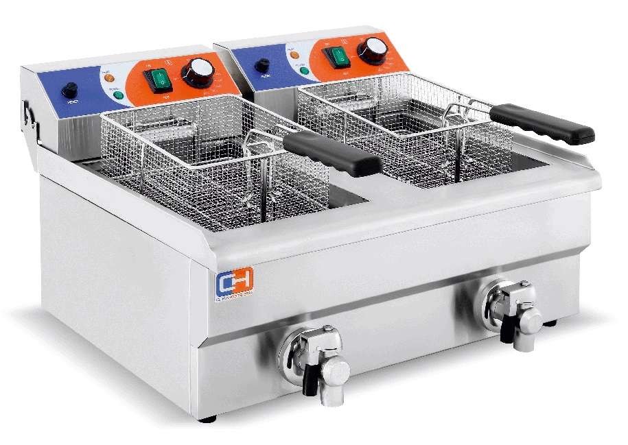 Fritadeira Elétrica Dupla com Torneira, 2x12L – 686mm