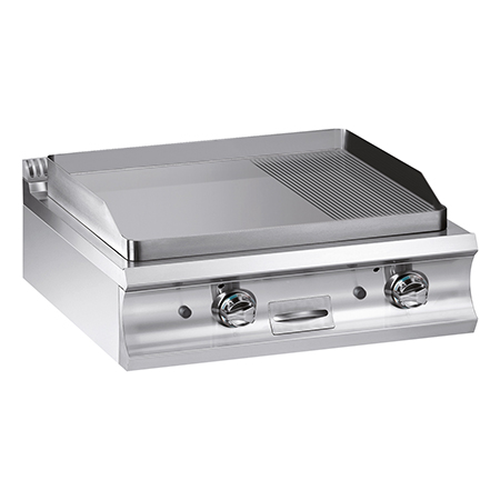 Fry-top a Gás 2/3 Liso 1/3 Canelado 800x900x250 mm