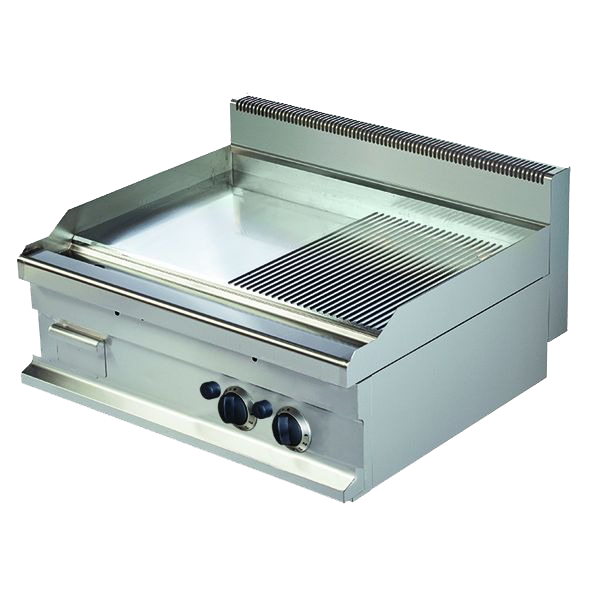 Fry-Top a Gás Duplo Ranhurado-Liso Linha 700 800mm