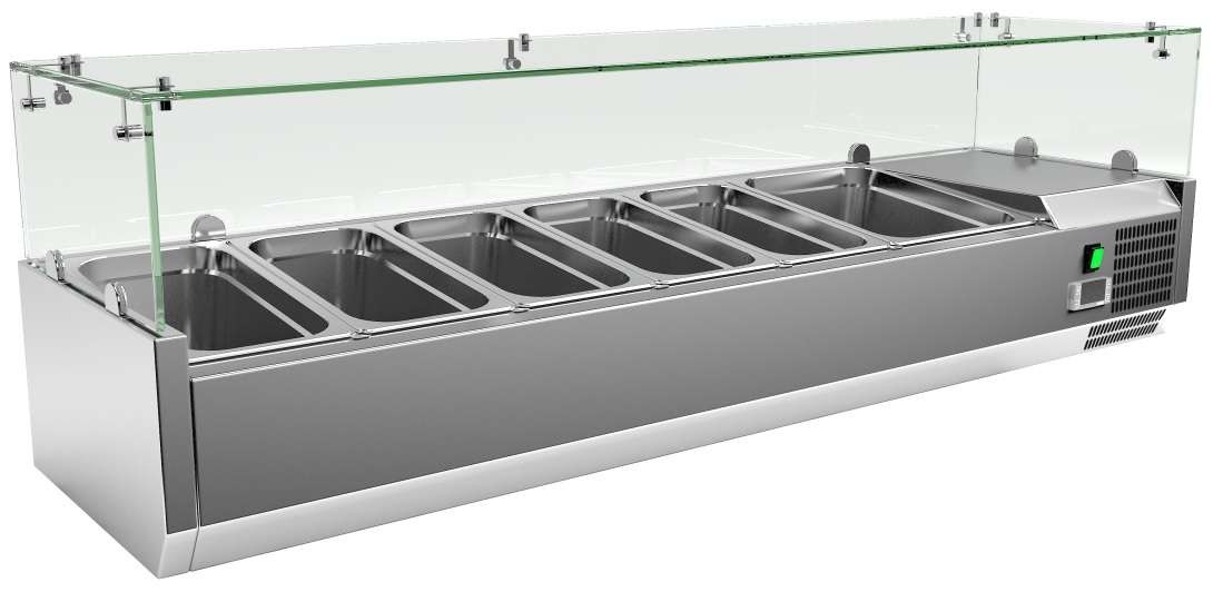 Vitrine Refrigerada Expositora 1500mm para 5x GN1/3 e 1x GN1/2