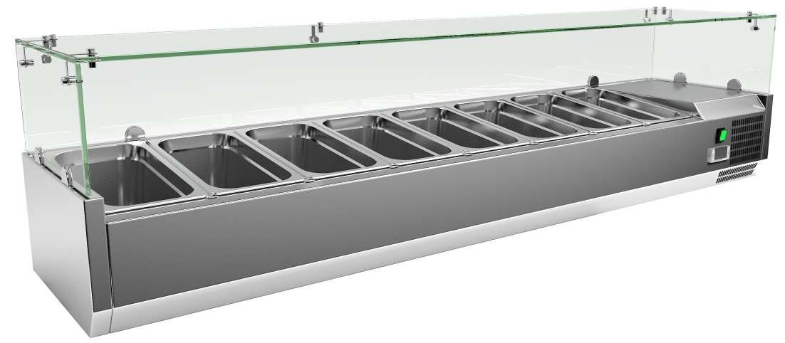 Vitrine Refrigerada para Ingredientes GN 1/3, 8 Cubas, 1800mm