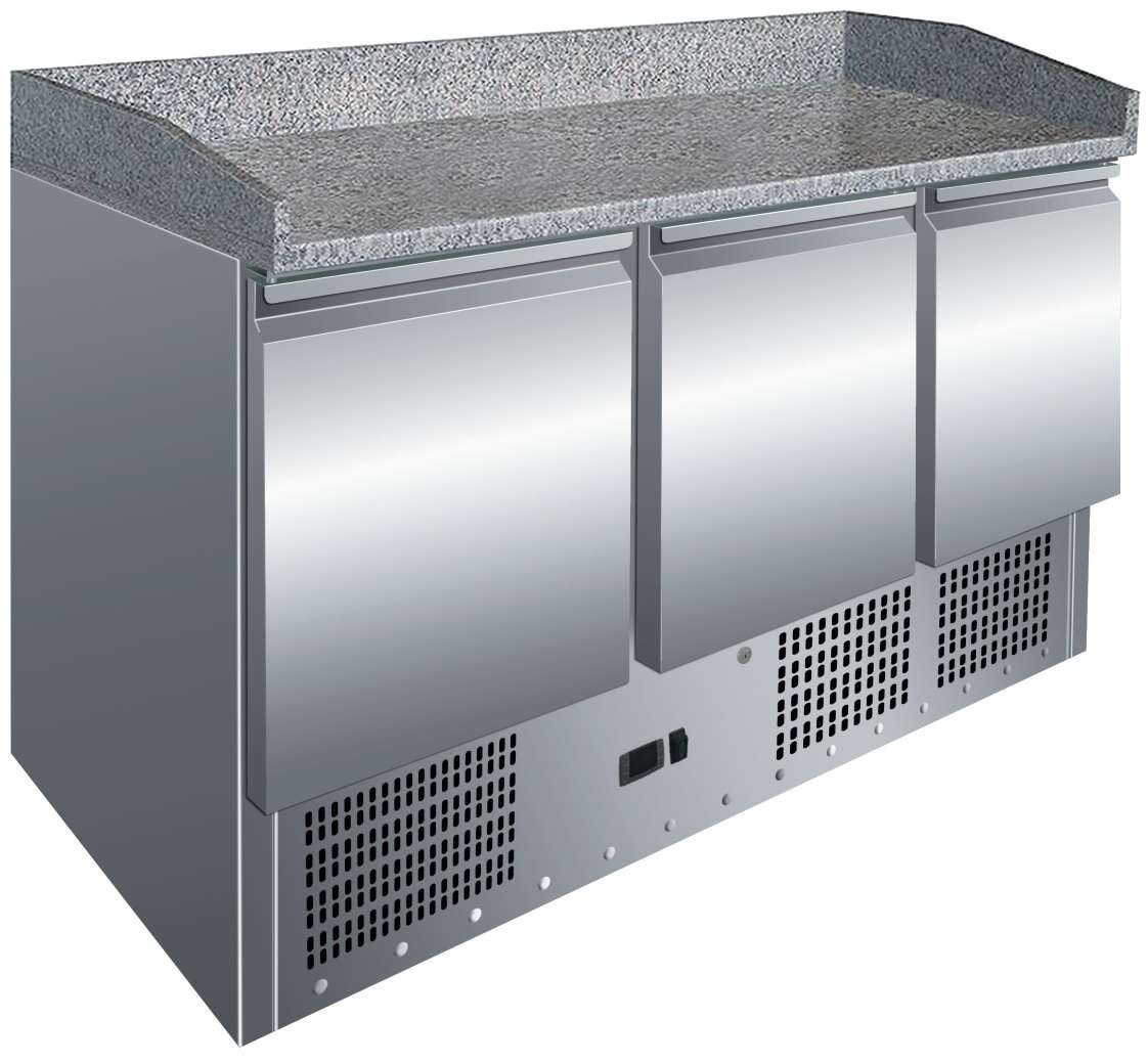 Mesa Refrigerada para Pizzas 3 Portas Granito GN1/1 1365mm