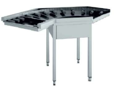 Mesa de Saída com Rolos Curva 90º (300+965)x965x850mm