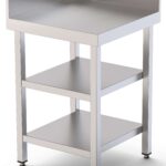 Mesa de Trabalho Angular Inox 700x600x850mm com 2 Prateleiras