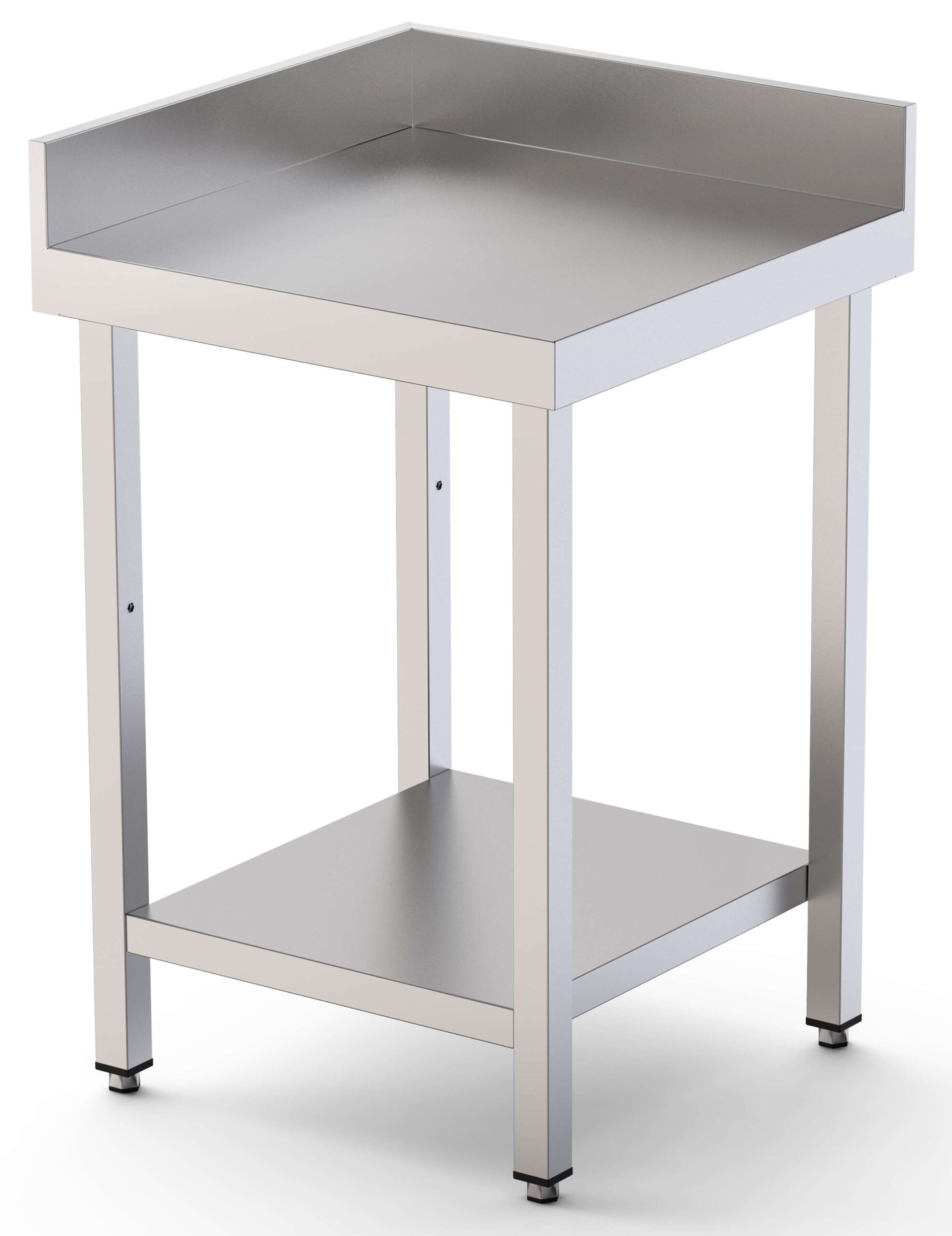 Mesa de Trabalho Angular Inox com 1 Prateleira Inferior 700x600mm