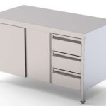 Mesa de Trabalho Inox Central com Gavetas 2400x700mm