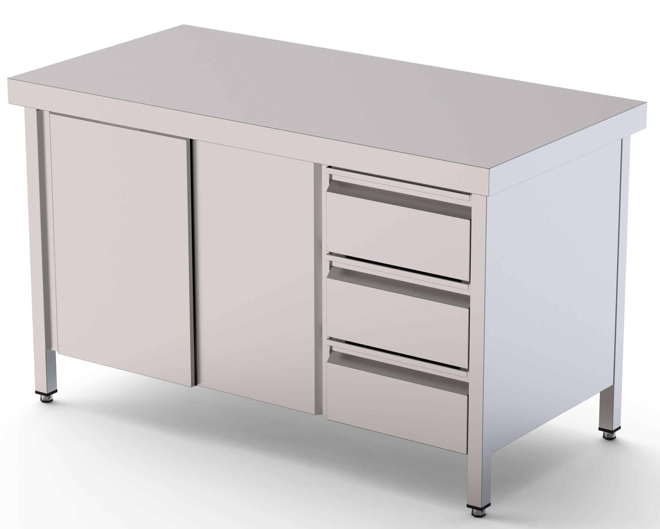 Mesa de Trabalho Central em Inox com Gavetas 2200x700mm