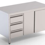 Mesa de Trabalho Inox C/ Gavetas Esquerda 2000x700mm