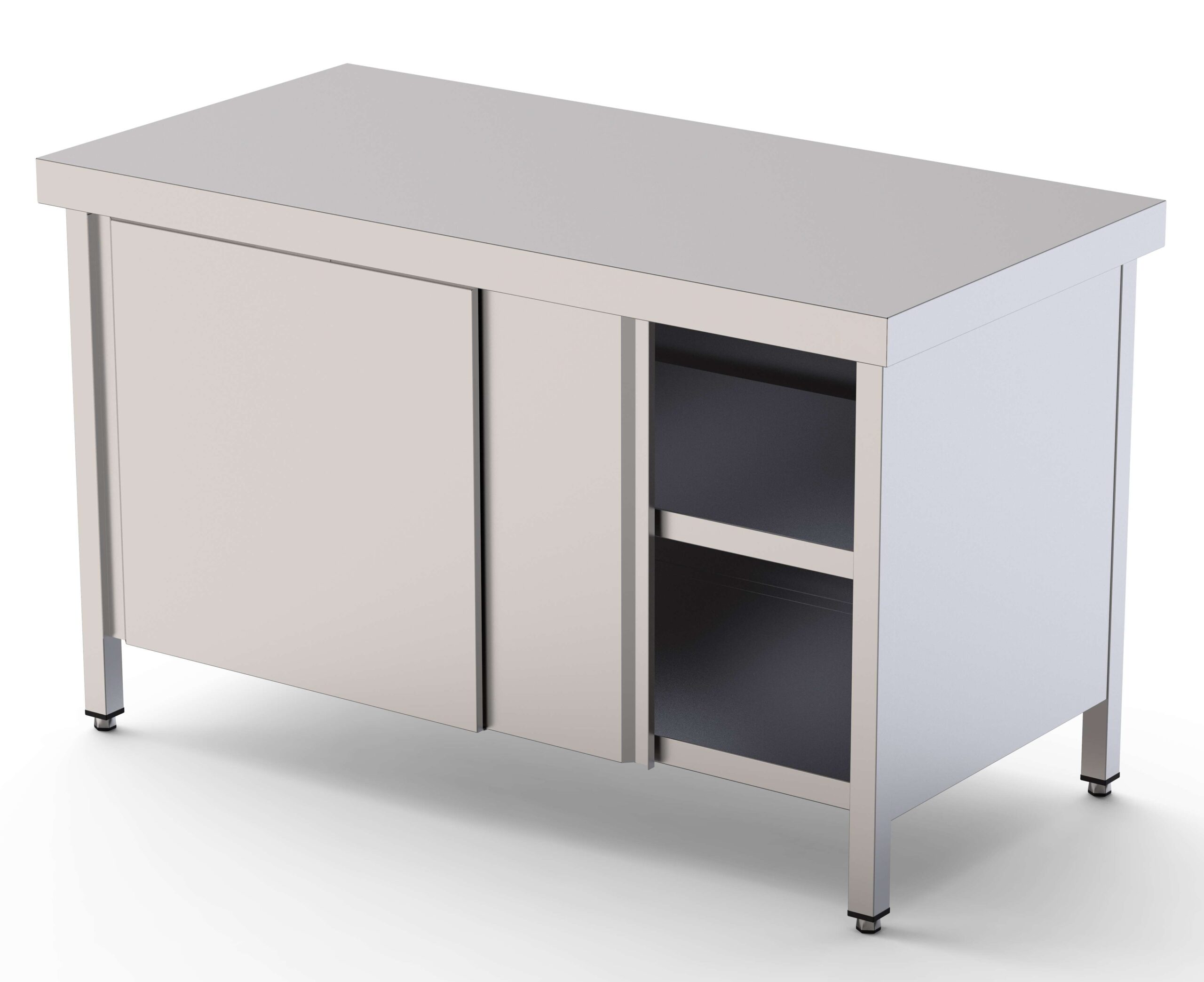 Mesa de Trabalho Inox Central c/ Porta de Correr 2600x900mm