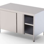 Mesa de Trabalho Central em Inox 1800x700x850mm Portas