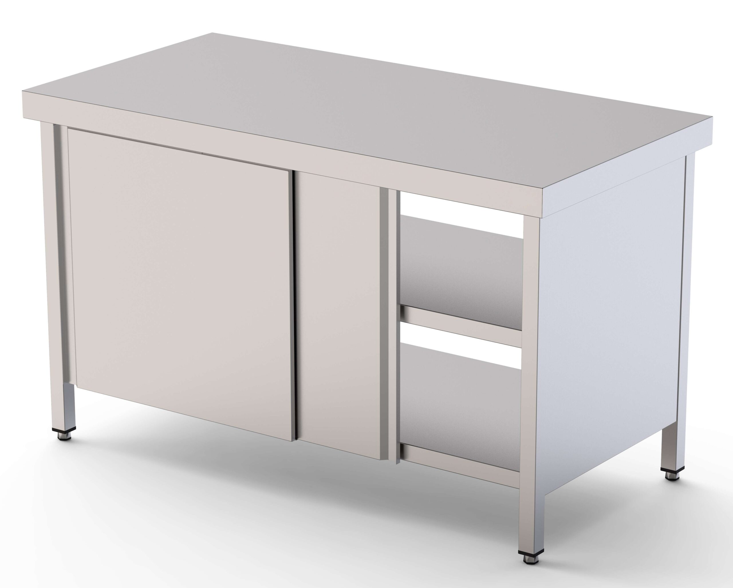 Mesa de Trabalho Central Inox com Porta de Correr 1200x900 mm