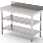 Mesa de Trabalho Inox Mural com 2 Prateleiras 2400x700mm