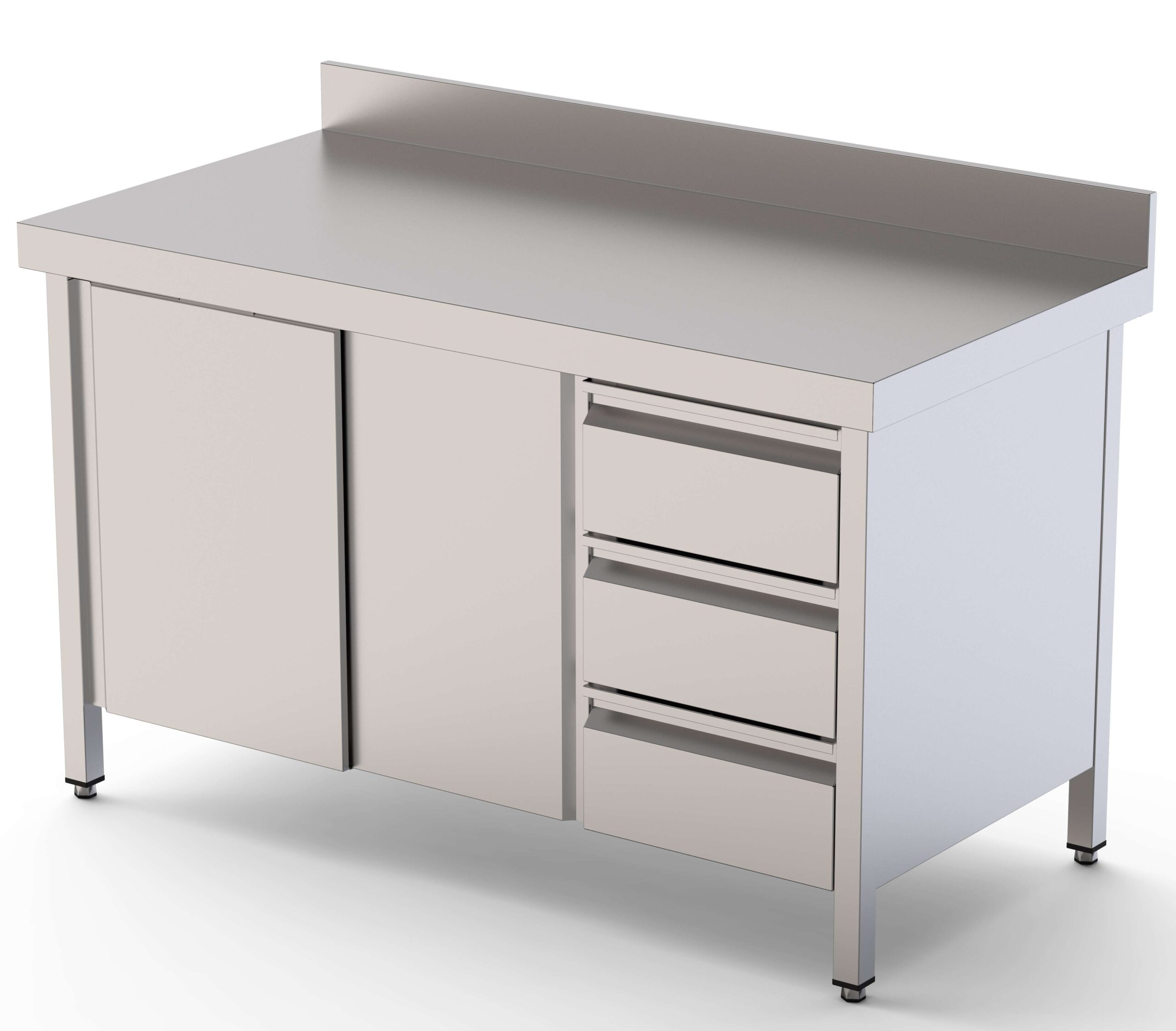 Mesa de Trabalho Inox Mural com Gavetas D. 2000x700x850mm