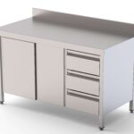 Mesa Inox Mural com Gavetas Direita 2200x700mm