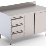 Mesa de Trabalho Inox Mural com Gavetas 2000x600x850h mm
