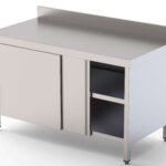 Mesa de Trabalho Mural Inox com Portas Deslizantes 280x60cm