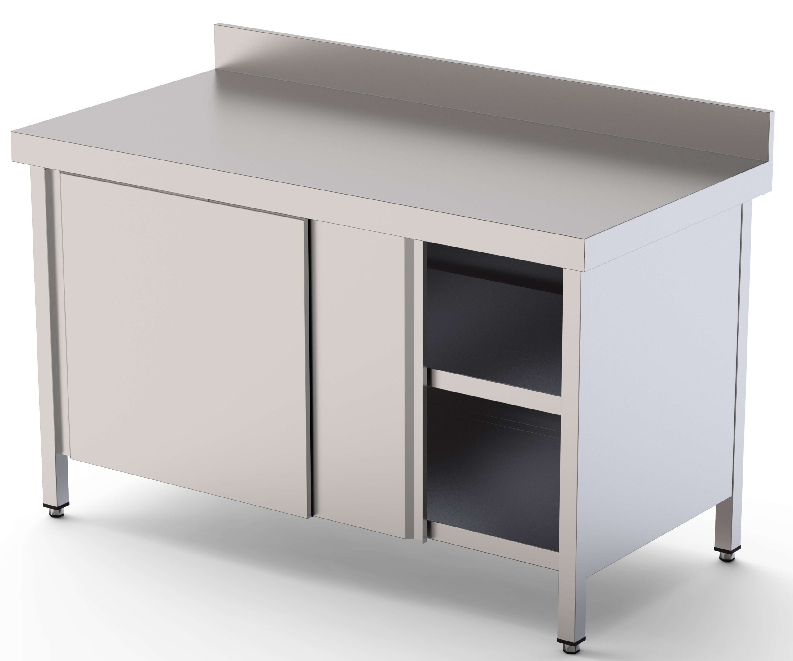 Mesa de Trabalho Mural Inox com Porta de Correr 1600x900x850mm