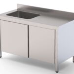 Mesa de Trabalho Inox Mural com Cuba Esquerda 1000x600x850mm