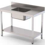 Bancada de Cozinha Mural Inox com Cuba Esquerda 280x70cm