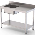 Mesa de Trabalho Mural Inox com Cuba Esquerda 1500x600mm