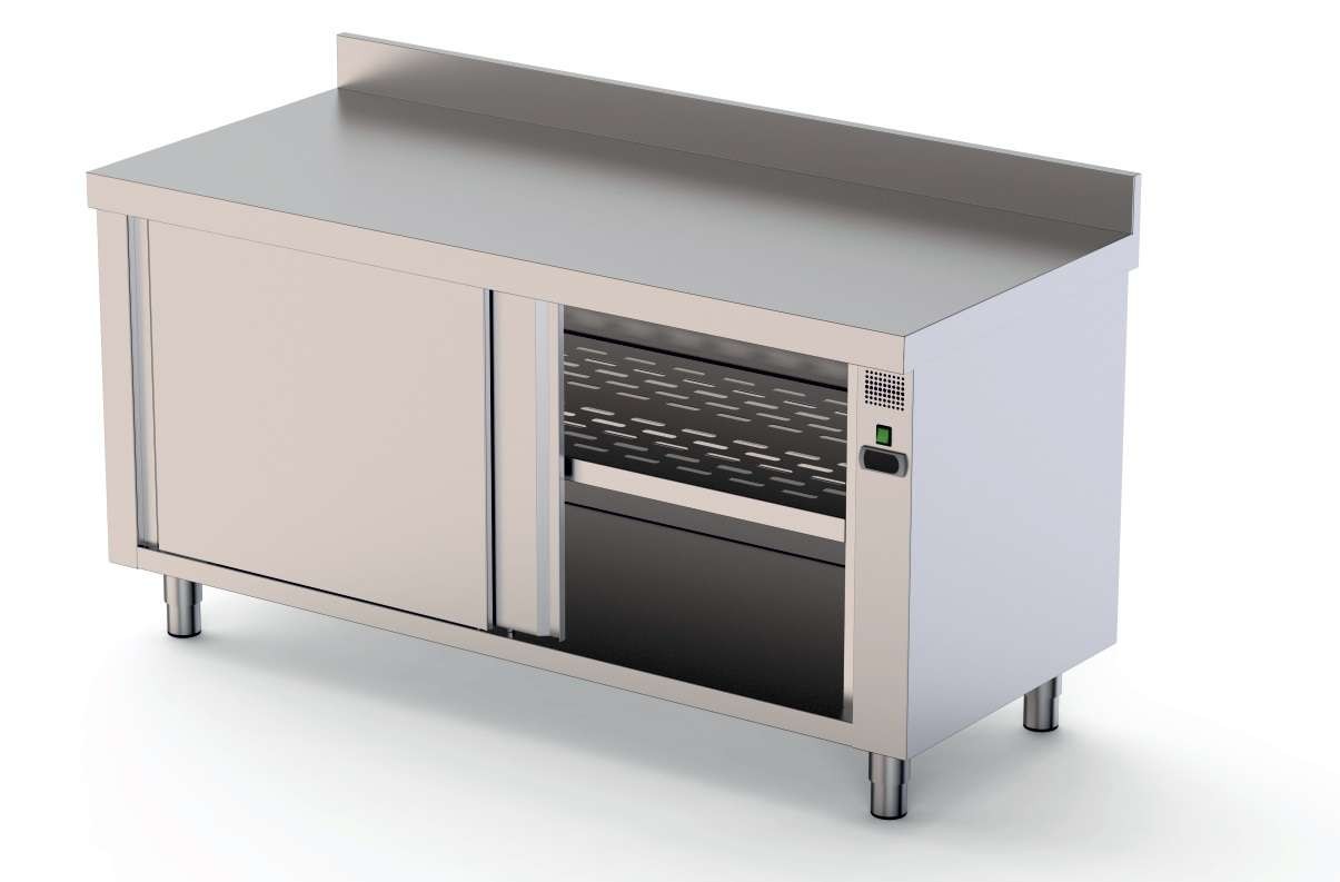 Mesa Quente Mural Aço Inox com Portas 1200x600x850mm