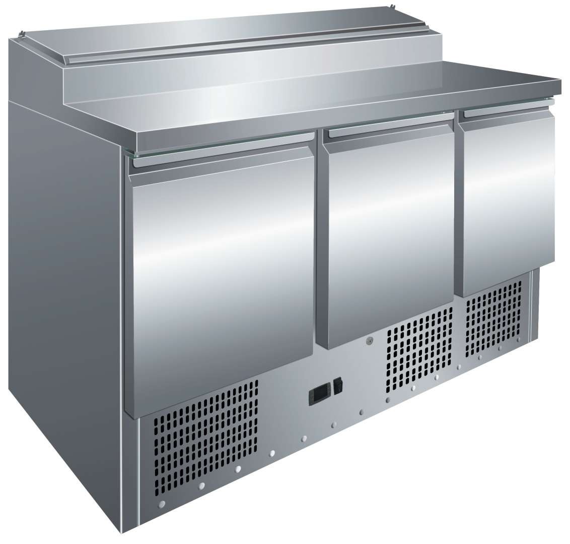 Mesa Refrigerada para Saladas GN1/1 3 Portas 1365mm