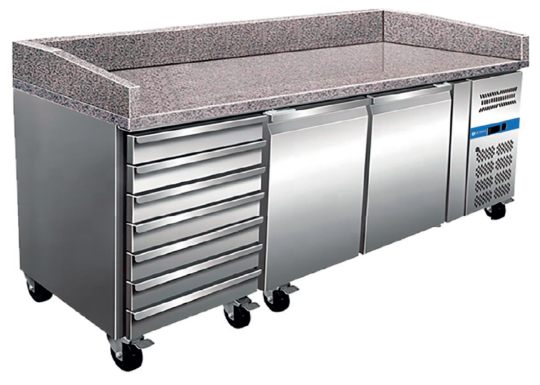 Mesa Refrigerada para Pizzas 2 Portas + Gavetas