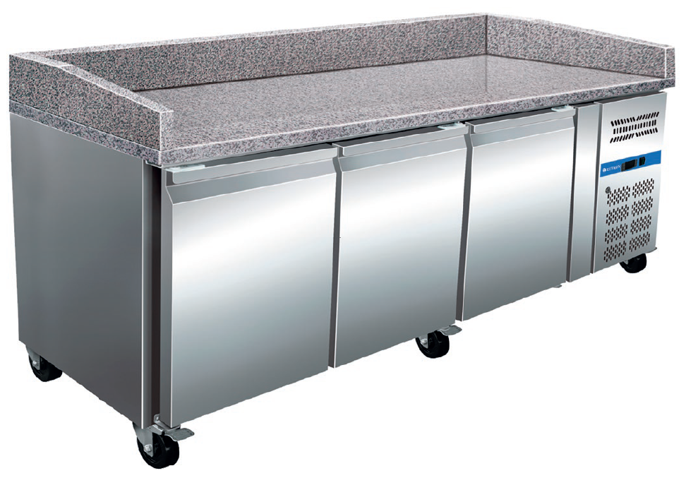 Mesa Refrigerada para Pizzas 635L 3 Portas Tampo Mármore