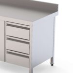 Módulo 3 Gavetas Inox para Mesa 600mm Profundidade