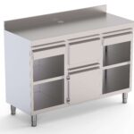 Móvel Cafeteiro Inox 2000x600x1050mm com Tolva e Gavetas