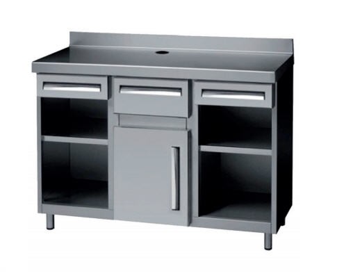Móvel Cafeteiro Inox 2025mm com Tolva e Gavetas