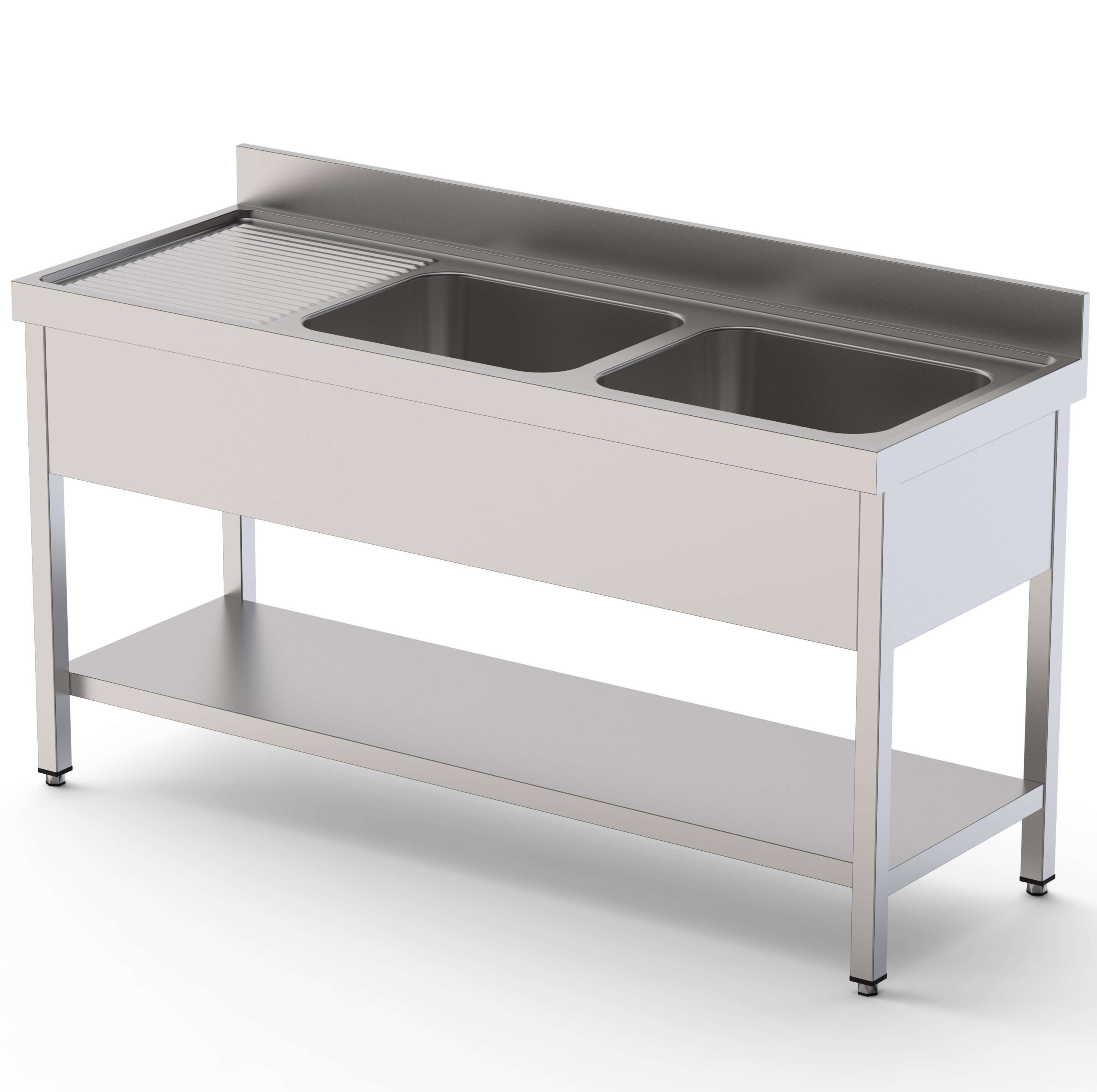 Bancada com Cuba e Móvel Inox 1400x600x850mm Direita