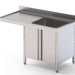 Lavadouro Inox 1 Cuba Direita para Máquina Loiça, 1400x600x850mm
