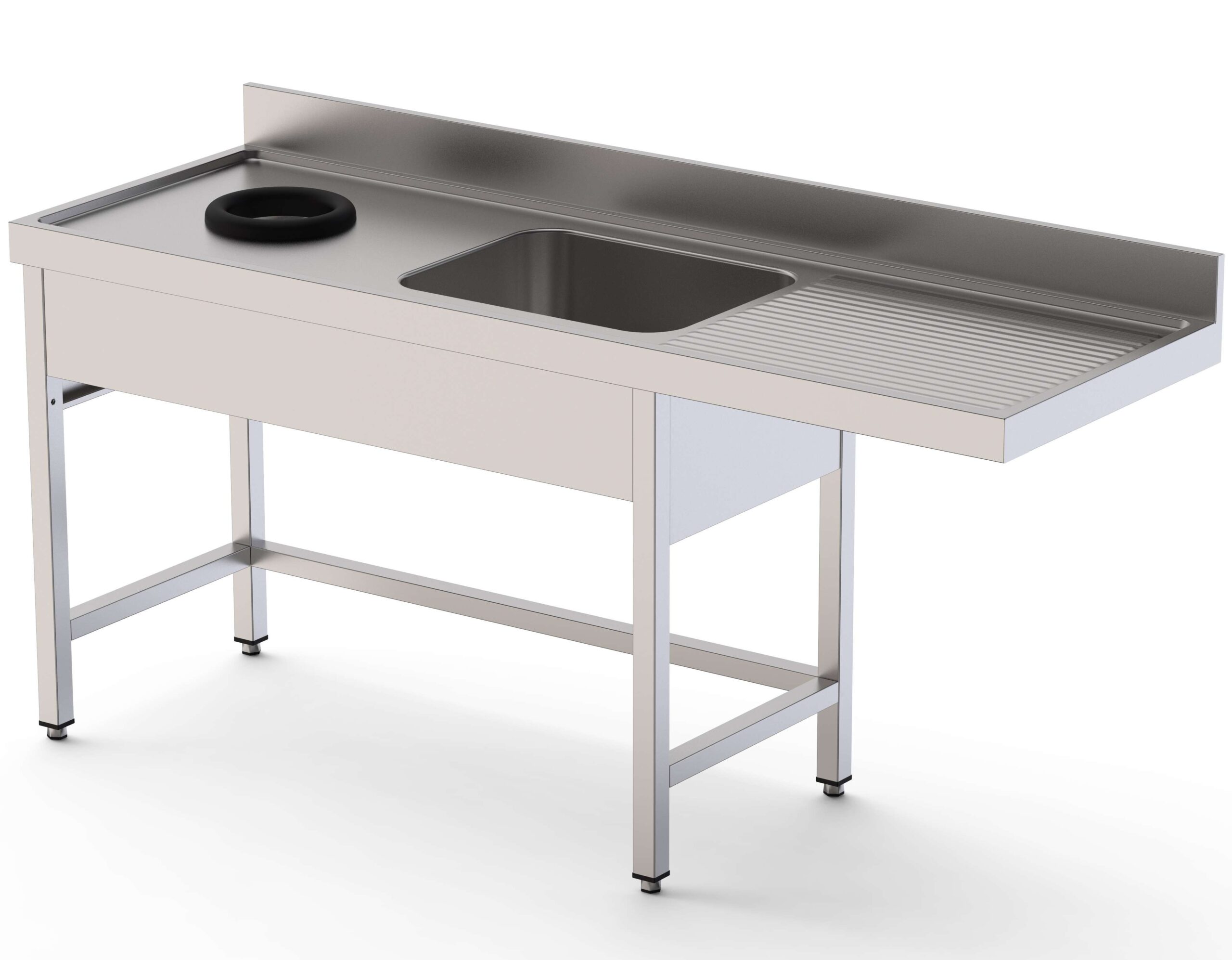 Bancada Inox com Cuba Esquerda e Móvel Máquina de Lavar Loiça 1800mm