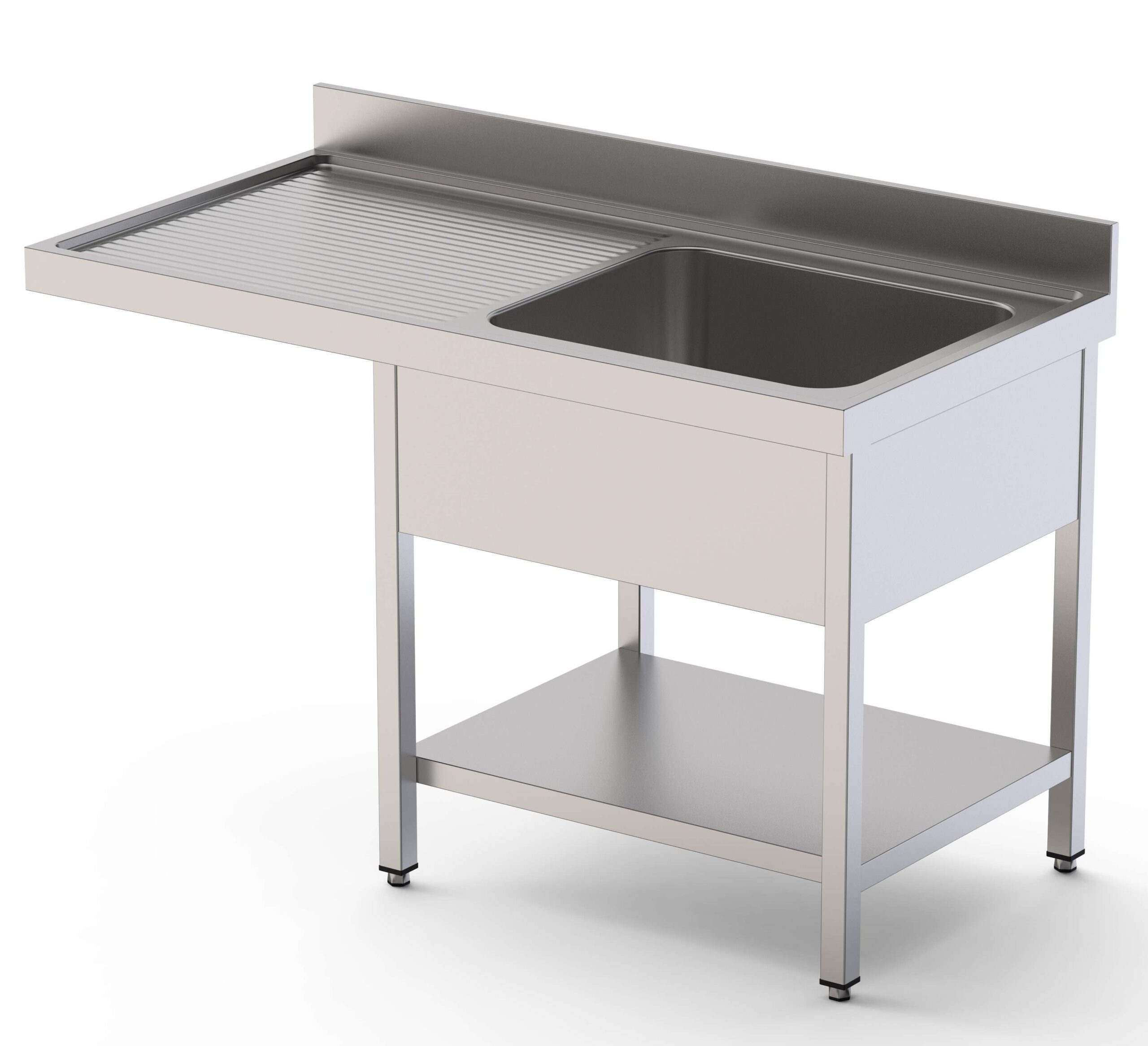 Bancada Lavadouro Inox 2 Cubas Direita para Máquina Loiça 1800x600mm