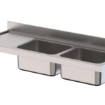 Lavadouro Inox Duas Cubas Esquerdas 1400x600x250h mm