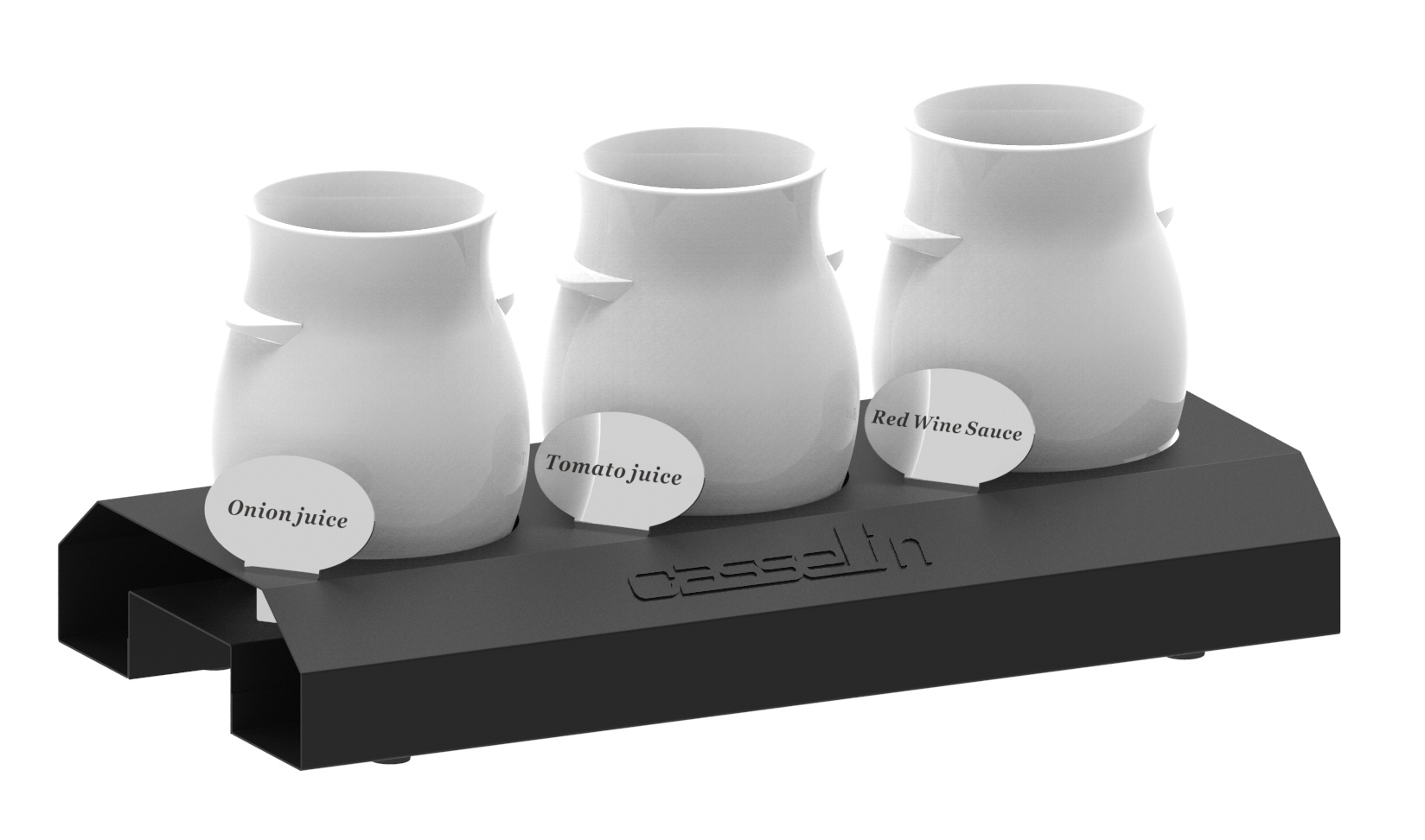 Suporte de Molhos Buffet com 3 Frascos de Porcelana