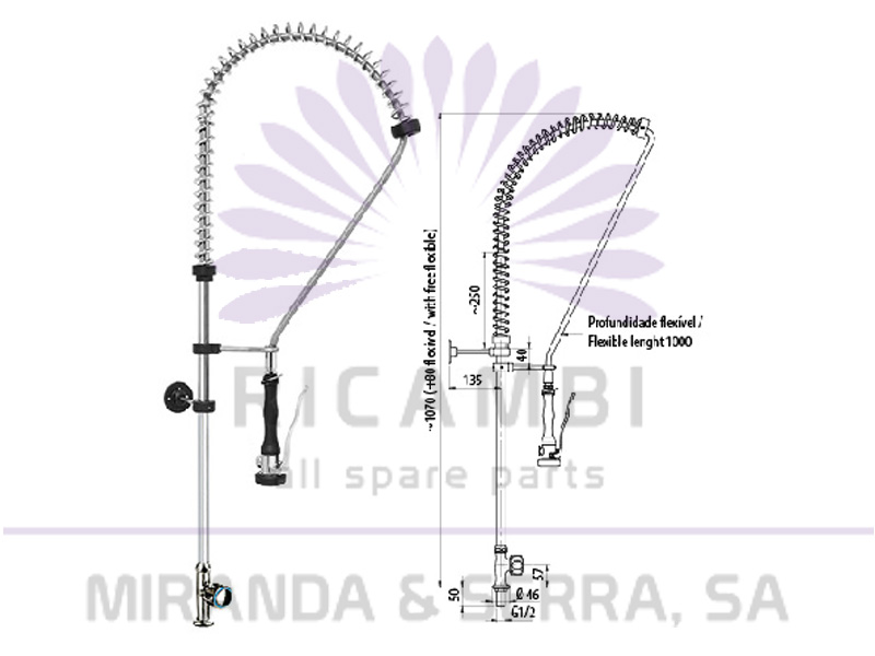 Torneira Monocomando Profissional com Chuveiro Pré-Rinçage