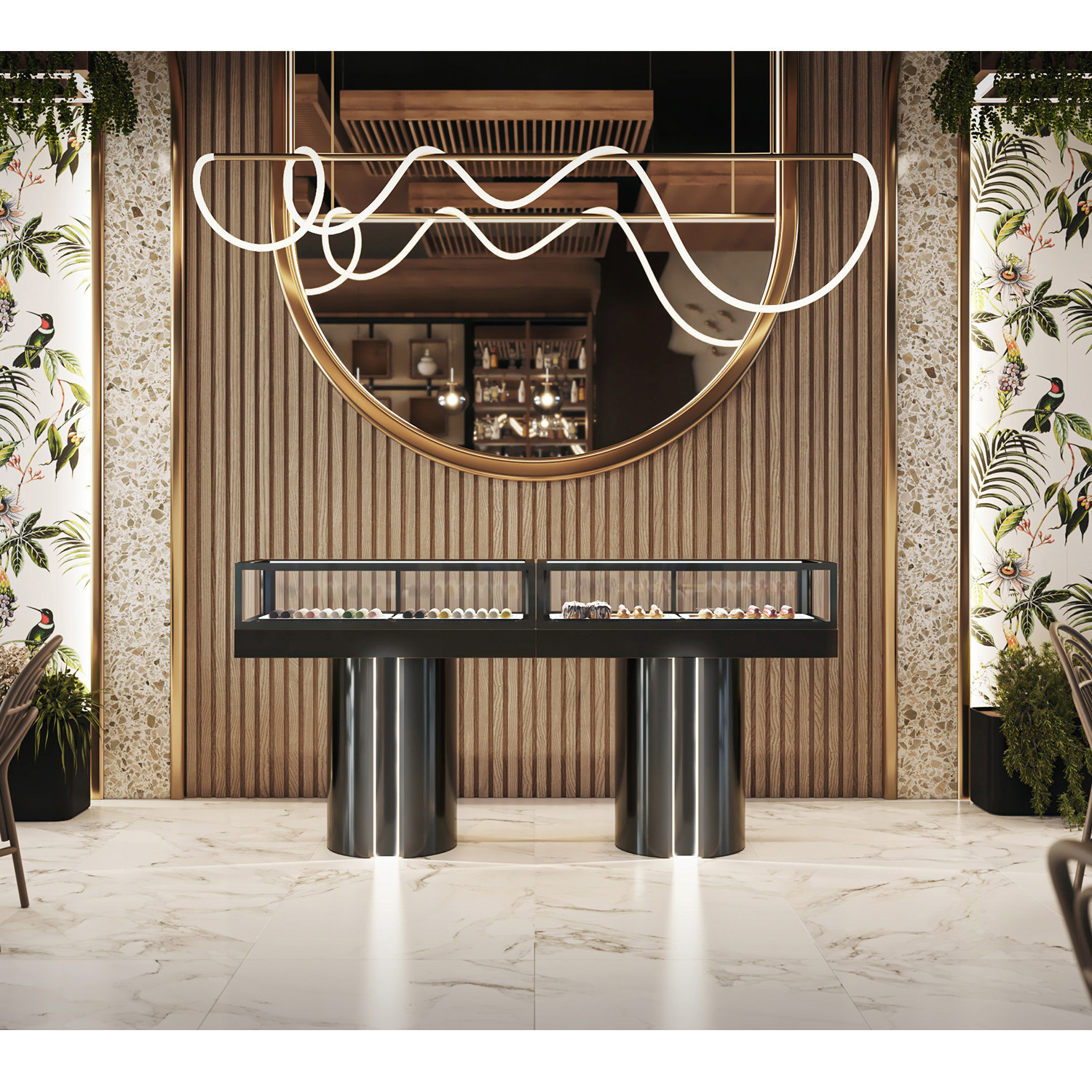Vitrine Expositora Neutra 1000x600x1400mm para Pastelaria