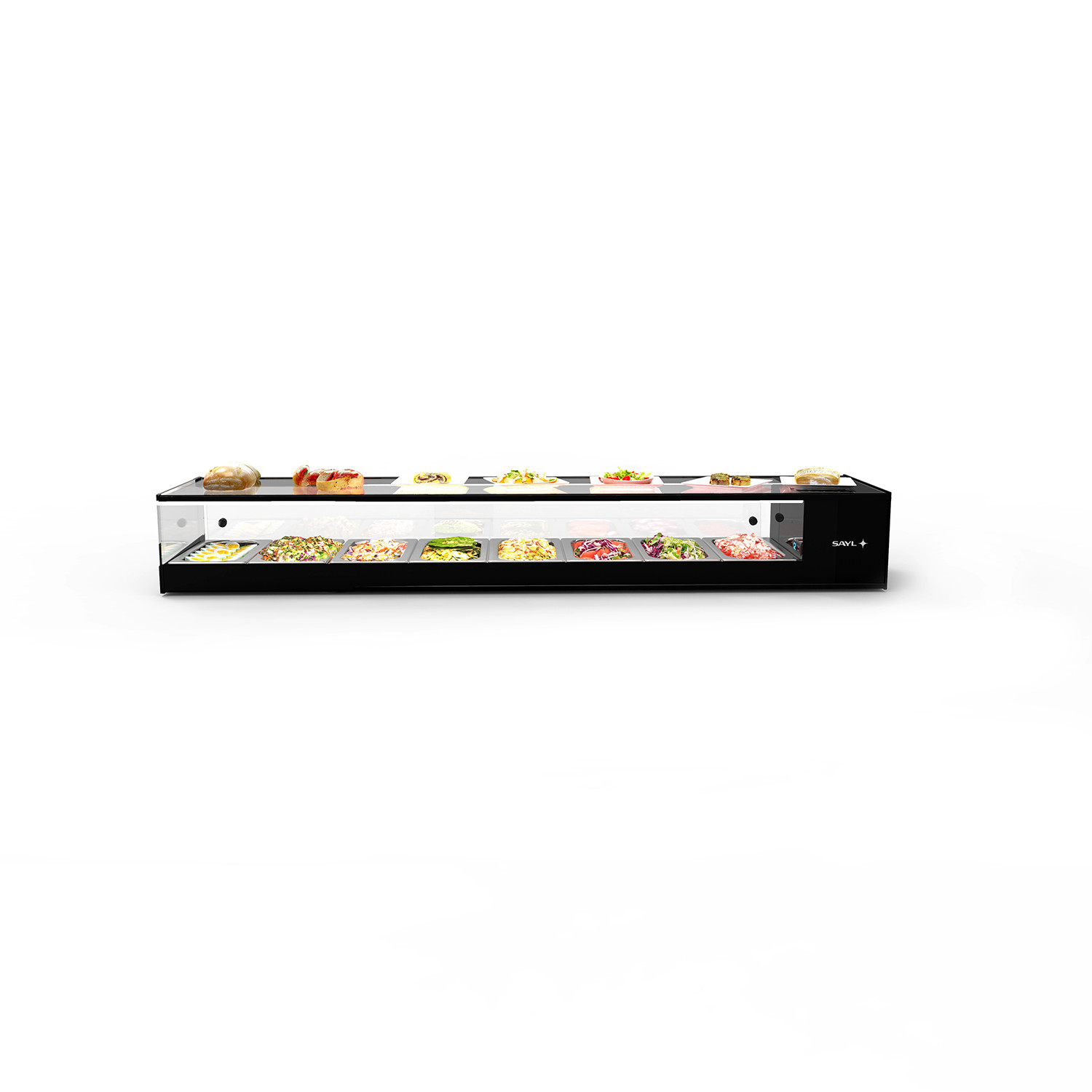 Vitrine Refrigerada de Bancada LED, 1680x380x225mm